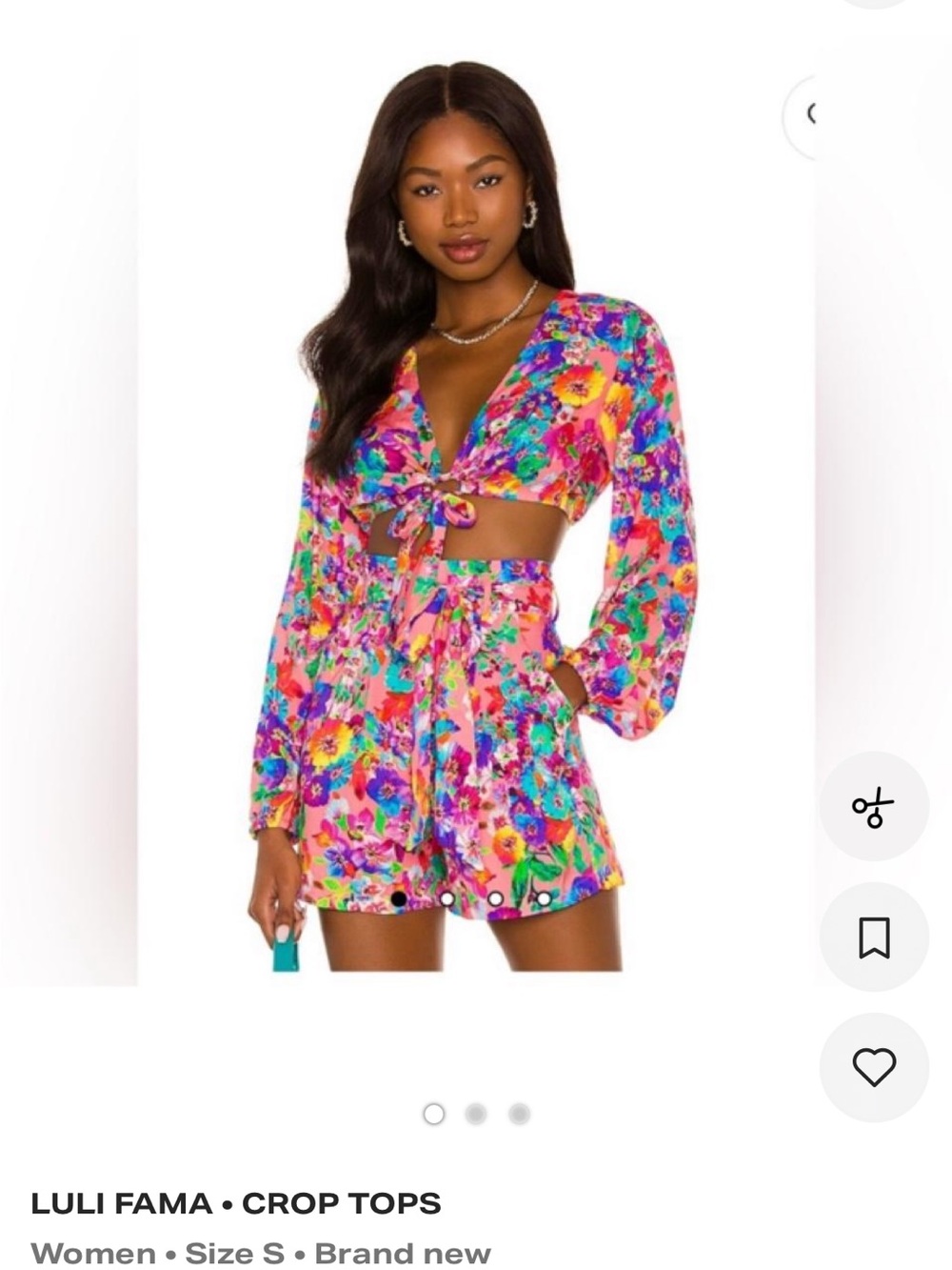 Luli Fama Vibrant Pink Multi Floral Tie-Front One-Piece